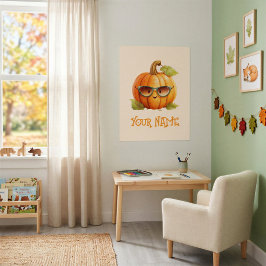Póster de pared personalizado de calabaza adorable