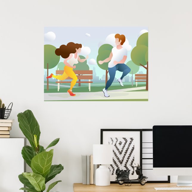 Póster de pareja corriendo por un parque (Subido por el creador)