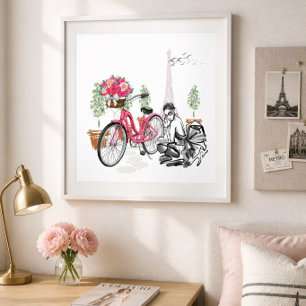 Póster de paseo en bicicleta por París