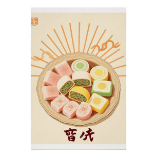 Poster de pastel de arroz - Tteok retro coreano
