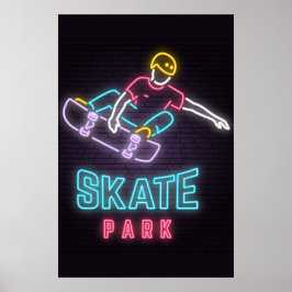 Póster de patinador neon para niños
