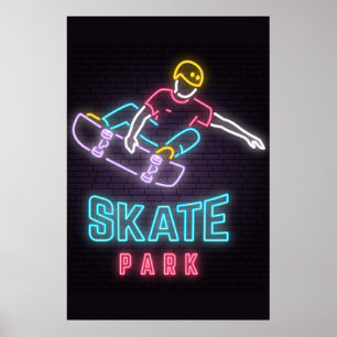 Póster de patinador neon para niños