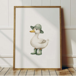 Póster de pato con botas verde salvia Decoración d