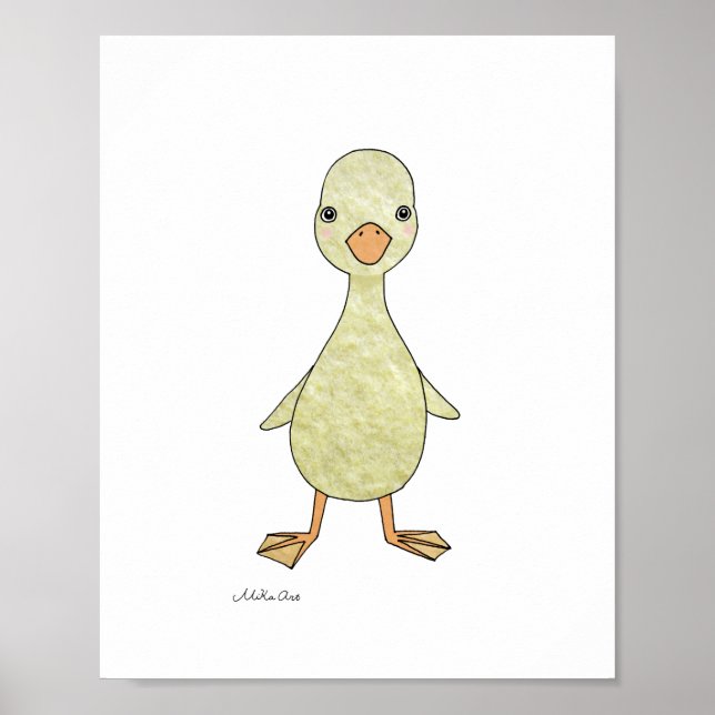 Poster de pato Cute Farm Baby Animal Bird Arte Imp (Frente)