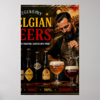 Póster de patrimonio y calidez de la cerveza belga