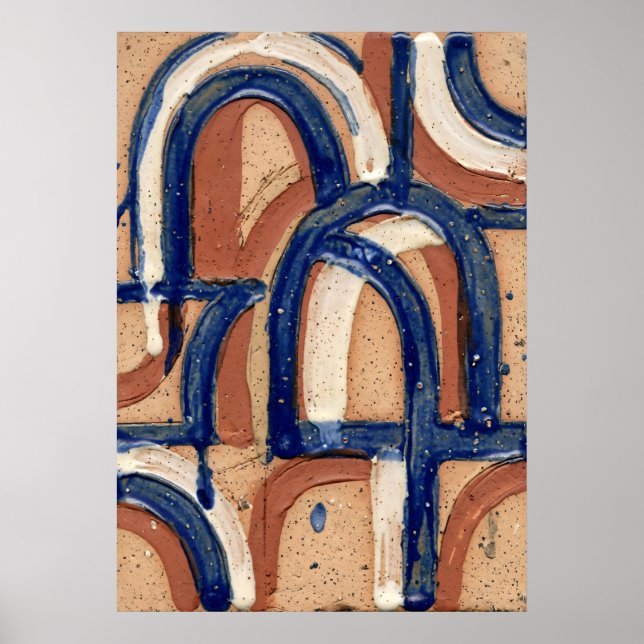 Póster de patrón abstracto de arco azul (Frente)