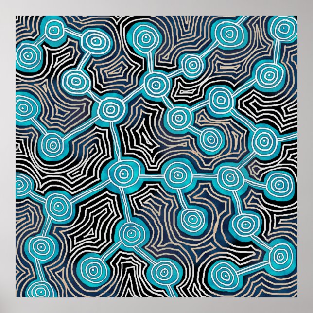 Póster de patrón abstracto de arte moderno Blue Li (Frente)