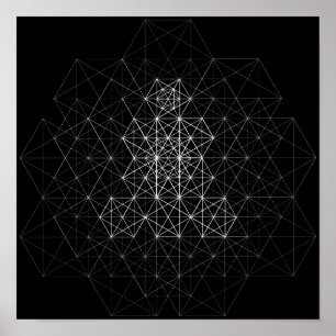 Póster de patrón abstracto de geometría en blanco