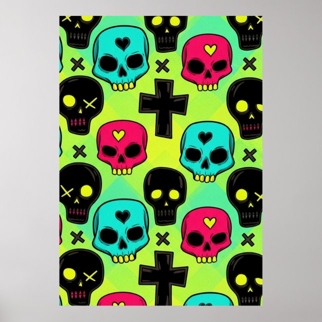 Póster de patrón de cráneo (Frente)