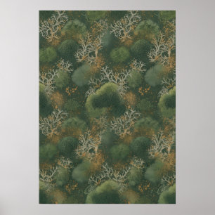 Póster de Patrón de Liquen de Reno Musgo Verde Bos