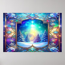 Póster de patrón de vidrio emplomado ornamentado
