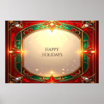 Póster de patrón de vidrio emplomado ornamentado