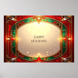 Póster de patrón de vidrio emplomado ornamentado