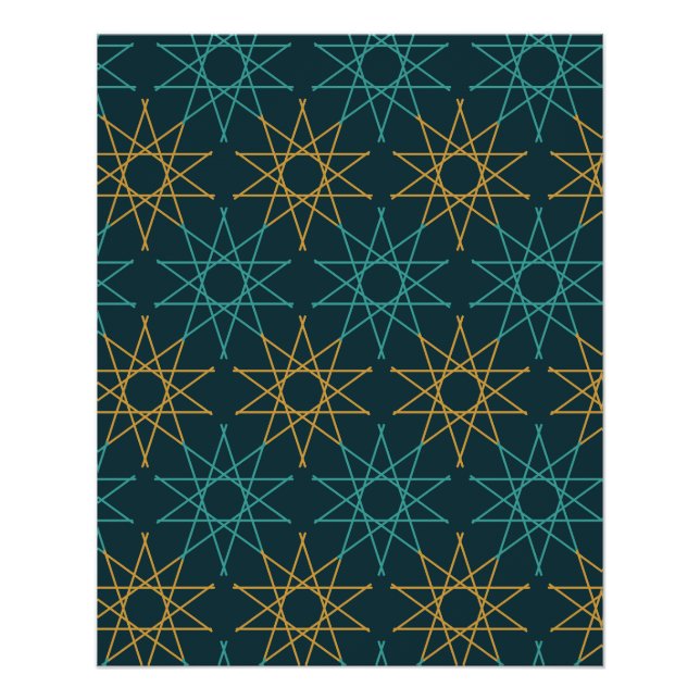 Póster de patrón geométrico turquesa de Konya (Anverso)
