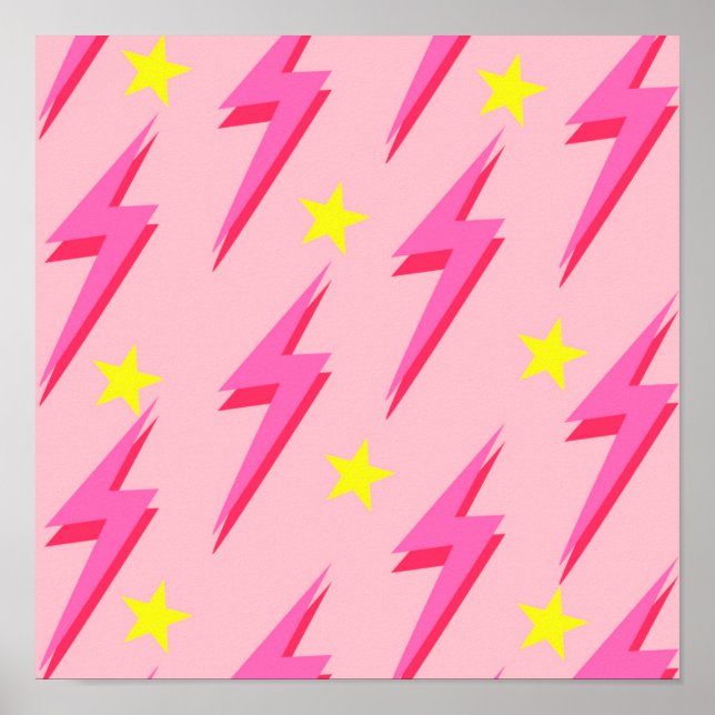 Poster de patrón luminoso rosa para decoración de  (Frente)