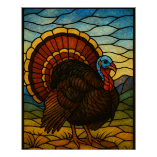 Póster de pavo de vidrio emplomado