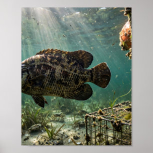 Póster de peces del hombre de Florida Tripletail T