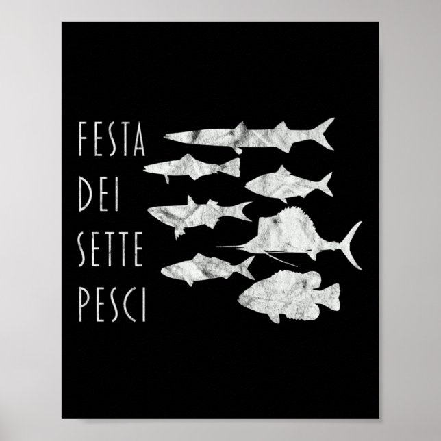 Póster De Peces Italia T-Navidades Eve Siete Pescado Tee (Frente)