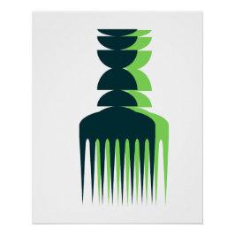 Póster de peine afro Sombra Verde