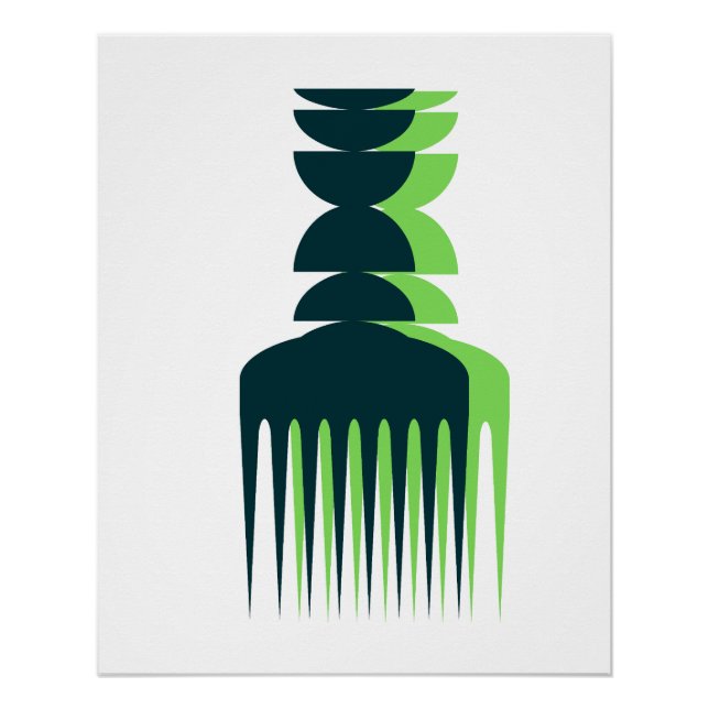 Póster de peine afro Sombra Verde (Anverso)