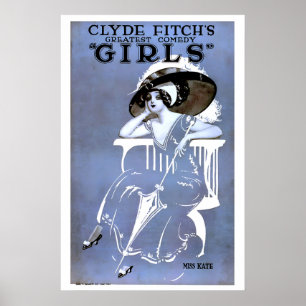 Póster de película 'Girls' de cine mudo de 1919 Vi