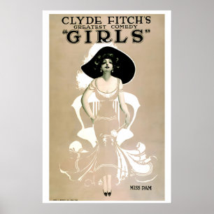 Póster de película 'Girls' de cine mudo de 1919 Vi