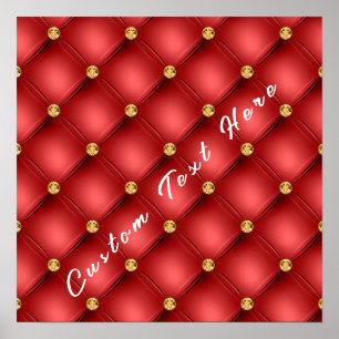 Póster de penacho rojo y dorado con texto personal
