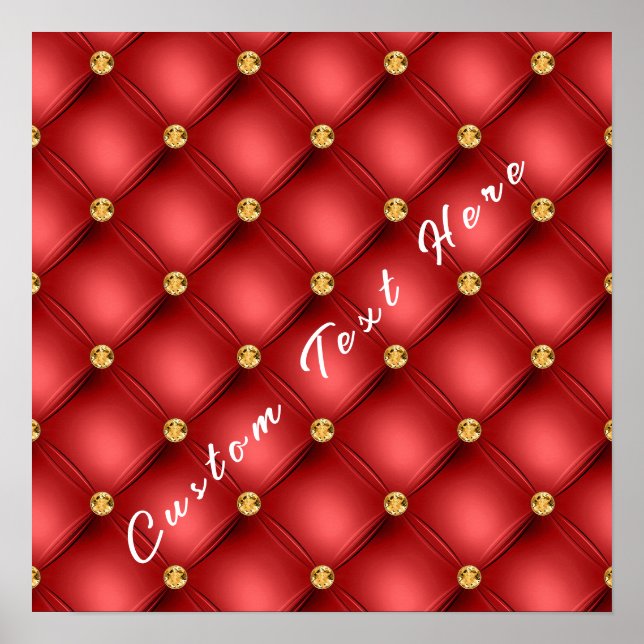 Póster de penacho rojo y dorado con texto personal (Frente)