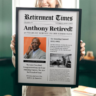 Póster de periódico de tiempos de jubilación para 