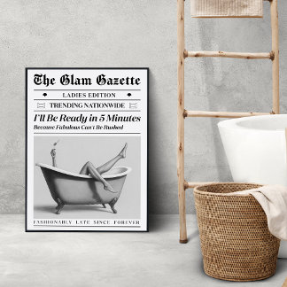 Póster de periódico para baño glamuroso | Modestam