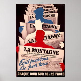 Póster de periódico vintage de LA Montagna