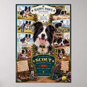 Póster de perro Border Collie La pequeña vida de S