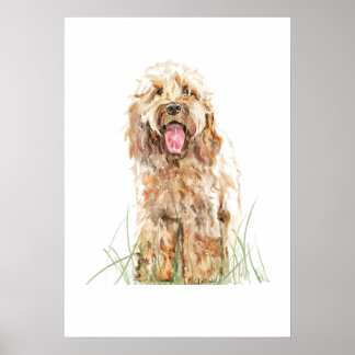 Póster de perro Cockapoo, arte de pared de acuarel