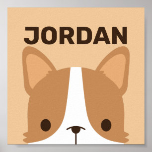 Póster de perro Corgi lindo con nombre personaliza