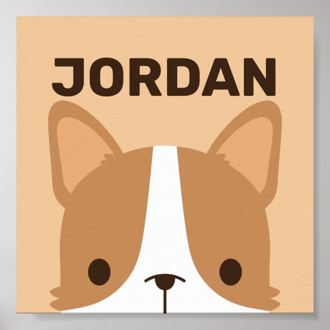 Póster de perro Corgi lindo con nombre personaliza (Frente)