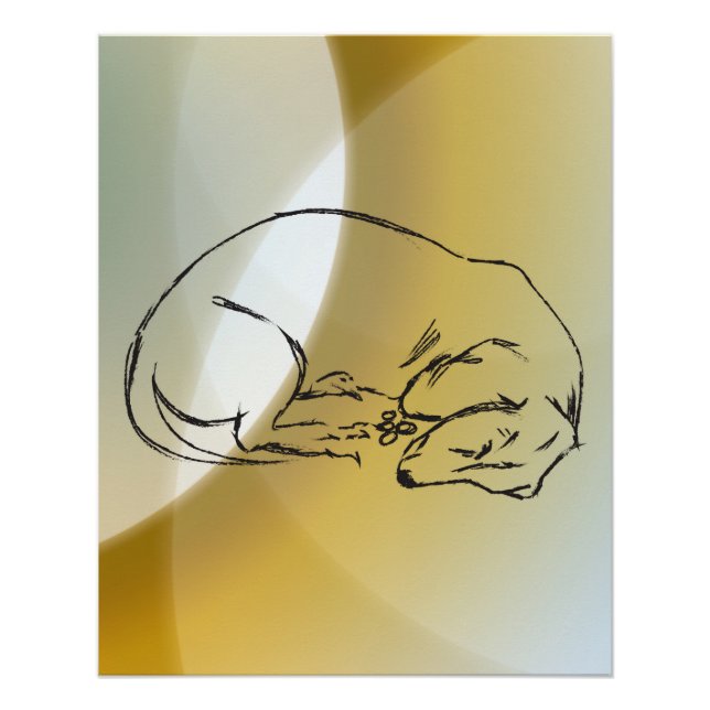 Póster de perro dachshund durmiendo (Anverso)