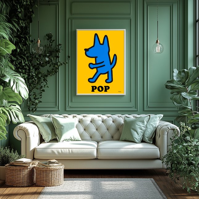 Poster de perro de arte pop - Silhouette azul en a (Subido por el creador)