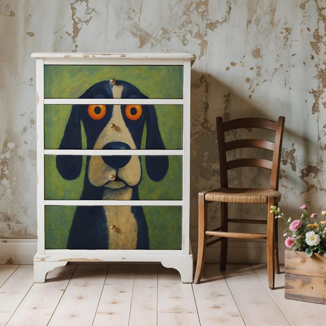 Poster de Perro de Arte Popular para papel de desc (This is a mockup, your poster may be larger/smaller on your decoupage project.)