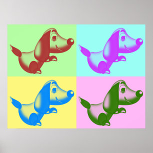 Póster de perro de dibujos animados de Pop Art