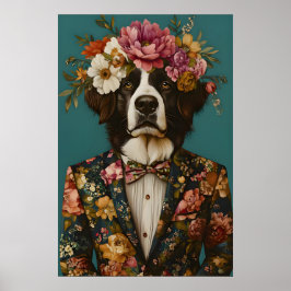 Póster de perro de montaña de Berna con traje, Ber
