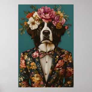 Póster de perro de montaña de Berna con traje, Ber
