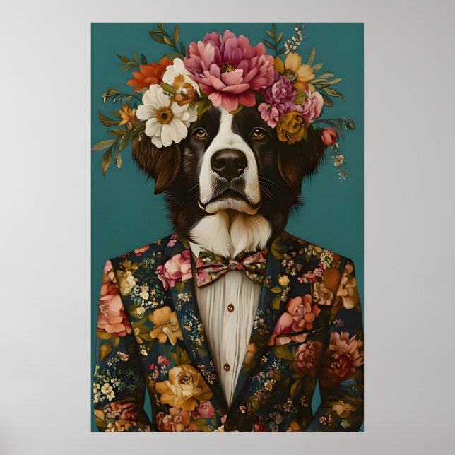 Póster de perro de montaña de Berna con traje, Ber (Frente)