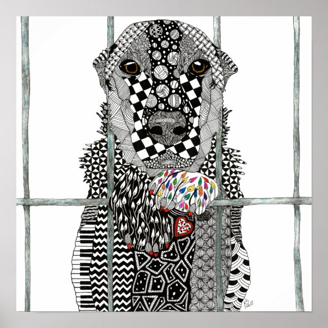 Póster de perro del refugio de animales 24"x 24" (Frente)