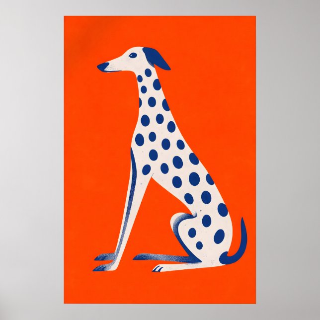 Póster de Perro Manchado, Fondo Naranja, Caprichos (Frente)