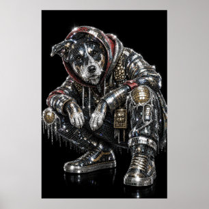 Póster de perro mosaico disco Arte de pared mode