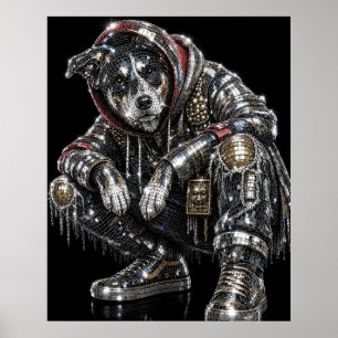 Póster de perro mosaico disco Arte de pared mode