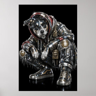 Póster de perro mosaico disco Arte de pared mode