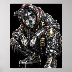 Póster de perro mosaico disco Arte de pared mode