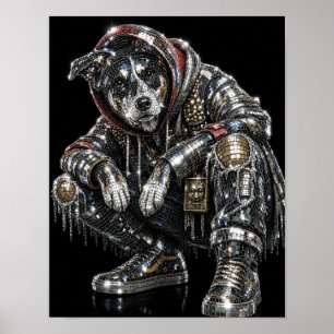 Póster de perro mosaico disco Arte de pared mode