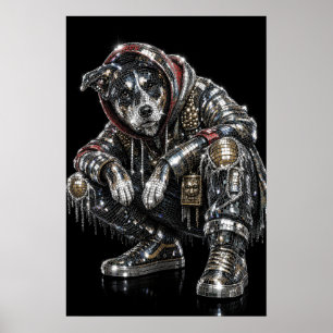 Póster de perro mosaico disco Arte de pared mode